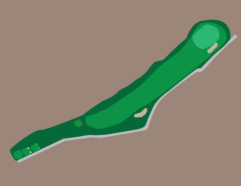 Drawn map layout of hole 1 of forty niner country club